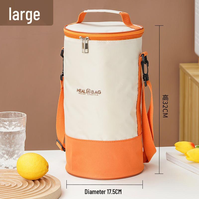 Insulated Round Lunch Bag for Office Workers - Waterproof & Thick Aluminum Foil