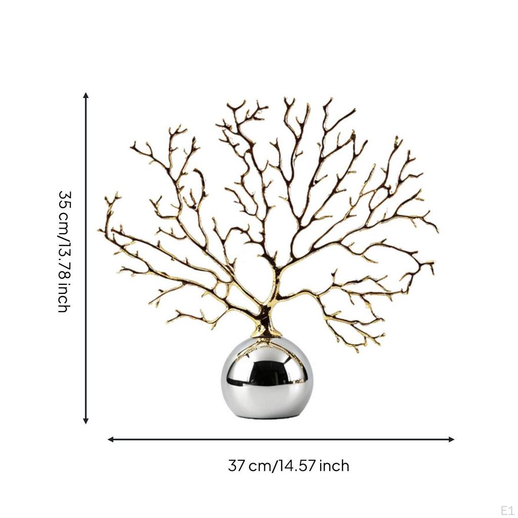 Coral Branch Sculpture with Spherical Base Reflective for Entryway