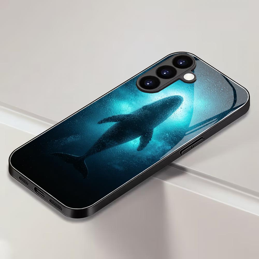 Marine life tempered glass phone case suitable for Samsung Galaxy S26 S25 S24 S23 S22 S20 FE/Ultra/Plus anti drop back cover