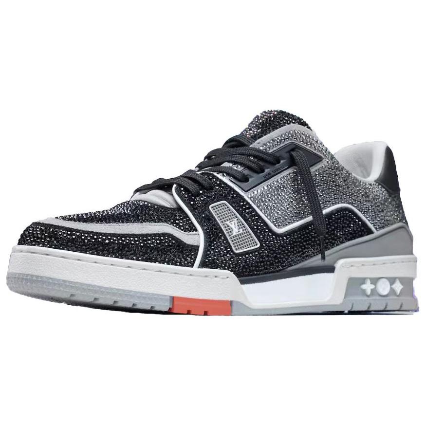 Louis Vuitton Trainer Sneakers 'Grey Black Crystals' 1AA6PR