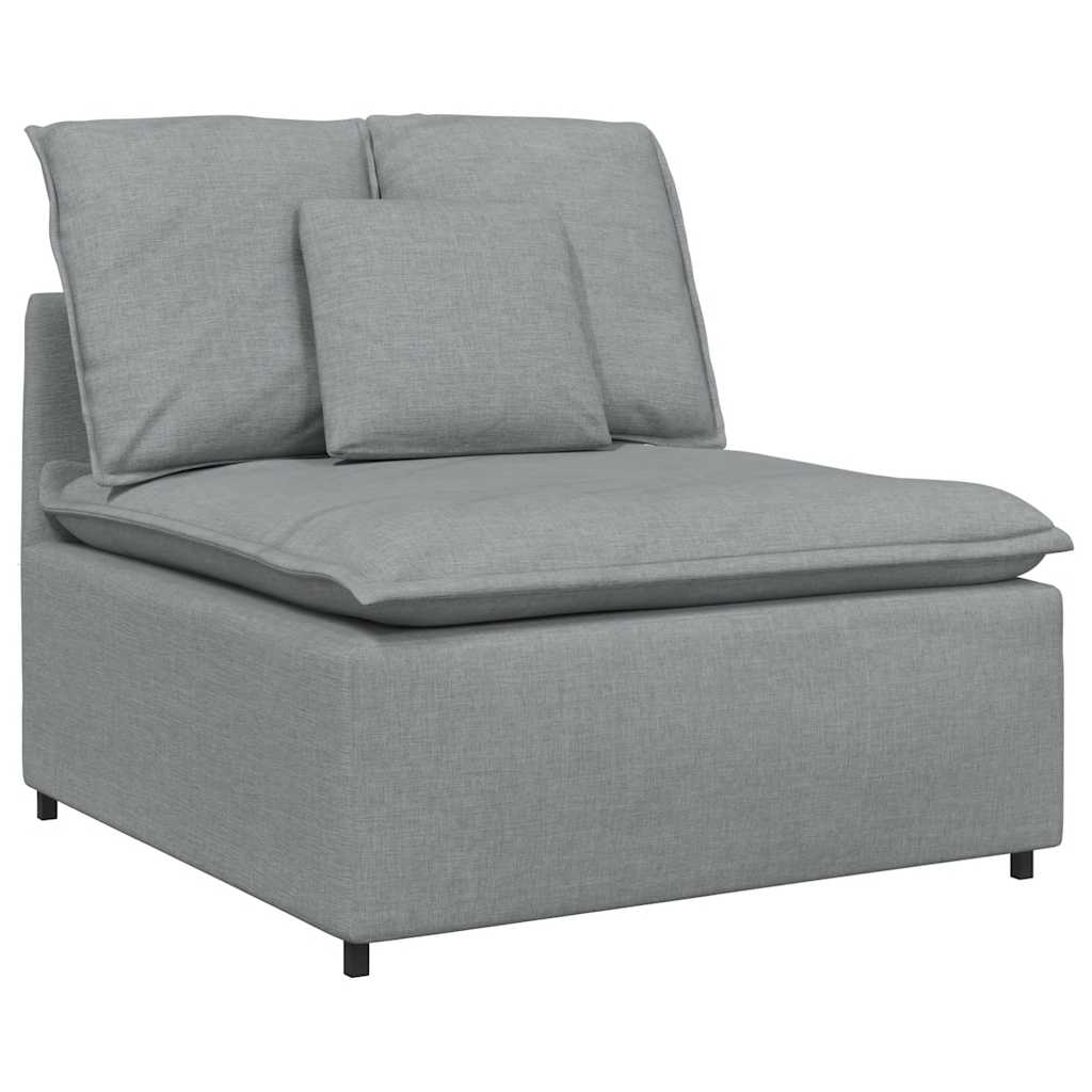 Modular Sofa with Footstool and Cushions Fabric Light Grey