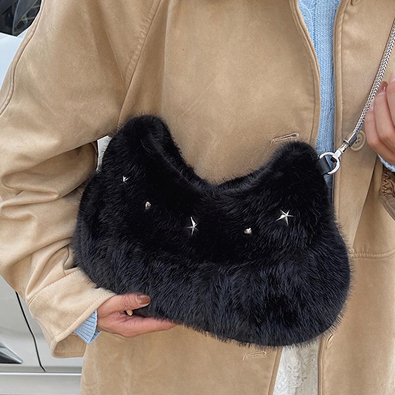 Autumn plush bag women's new girl small fresh fluffy chain bag women's shoulder messenger bag