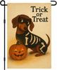 Halloween Garden Ag Dachshund Dog Skeleton Costume 12x18 Inch Trick Or Treat Pumpkin Banner Double Sided Autumn Yard Ag  SSL