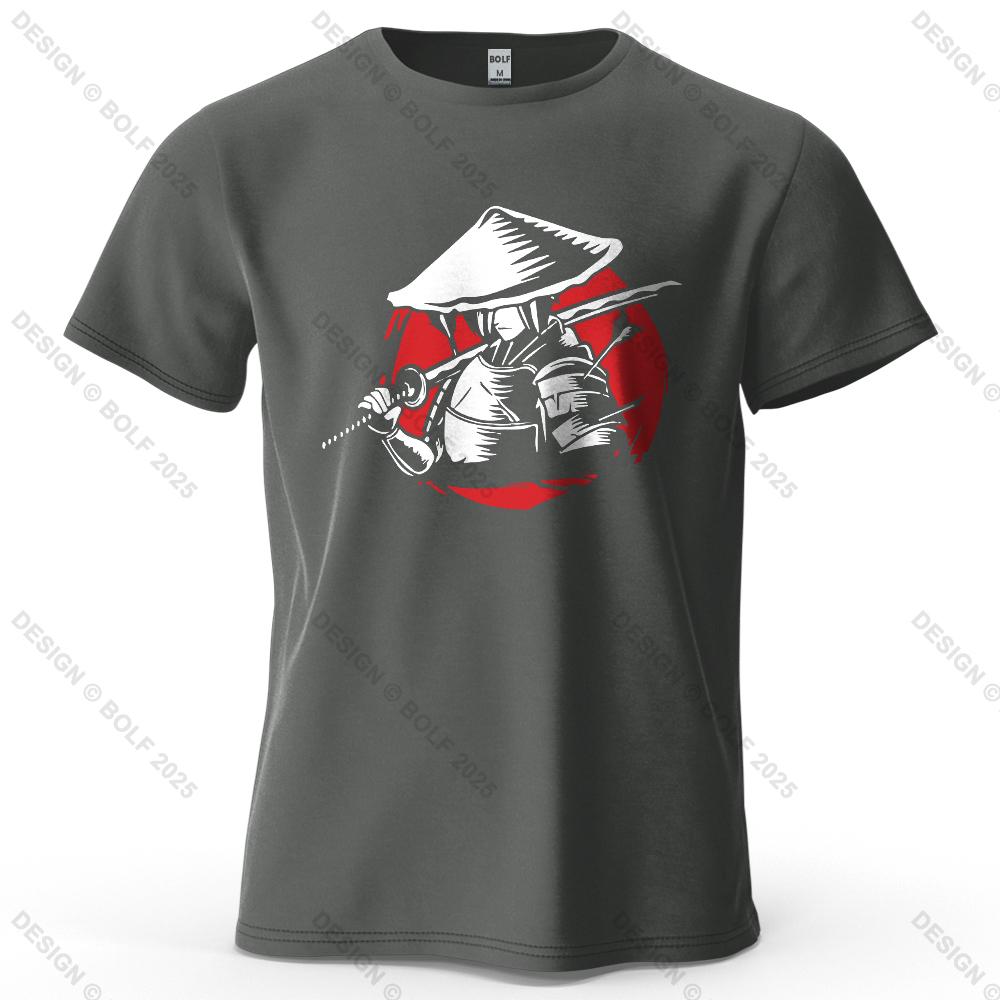 Samurai Cool Printed Men's T-Shirt 100% Cotton Oversized Traditional Graphic Tees for Women Tops Tees Casual Streetwear