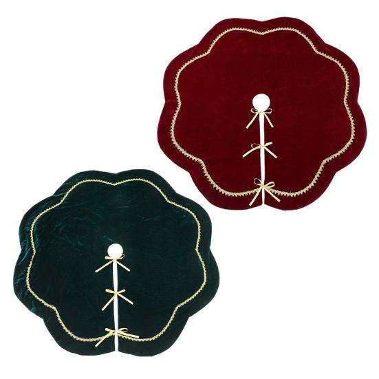 Sukně pod vánoční stromek Sametová chlupatá mušlová sukně pod stromek se zlatou krajkovou lemovkou pro rustikální vánoční svátky Domácí vnitřní party dekorace