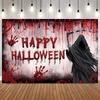 Halloween Grim Reaper Backdrop Bloody Handprint SceneHaunt House Decoration Horror Prison Theme Photo Background6