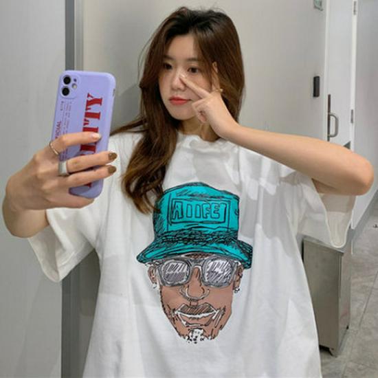 

Ретро Европейская и Американская Женская Футболка с Коротким Рукавом, 2022 Корейский Стиль Свободного Кроя, Хип-Хоп Харадзюку Тренд. M