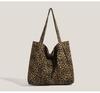 Leopard Print Canvas Shoulder Bag for Women - 2025 Trendy Large Capacity Tote