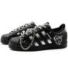 adidas Originals Superstar 2 Zapatos de Skate de Cuero Caña Baja Unisex Negro Plata JI0079(Equipo1284-S)