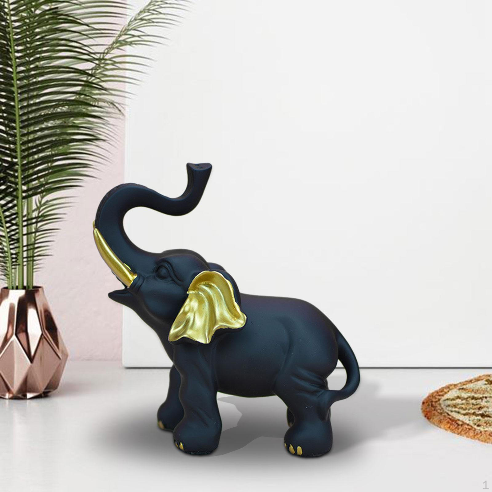 

Resin Elephant Figurine Sculpture Fengshui Ornament 5.5x3.1x5.9inch Shelf Decoration for Office