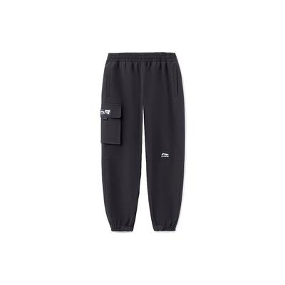 Li Ning Trend Series Fleece Lined Warm Loose Fit Cuffed Knit Sports Pants Men Bottoms Black AYKR749-1