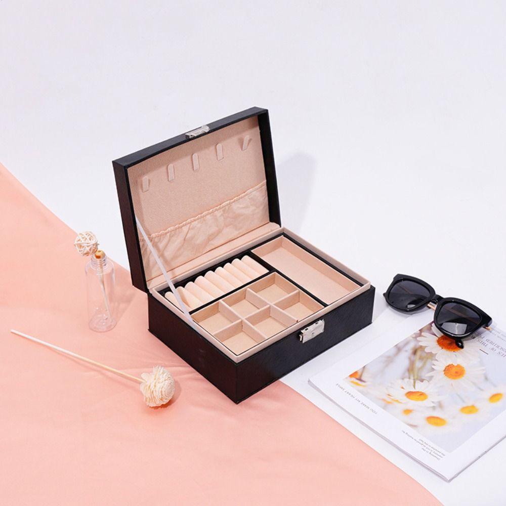 Large Capacity Jewelry Organizer Subzone Jewelry Display Holder Pu Leather Jewelry Box  Gift