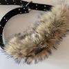 Trendy American Spicy Girl Wide Faux Fur Fluffy Leather Waist Belt Accessory