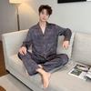 1011 Spring and Autumn Men's Pajamas Ice Silk Jacquard Set Light Luxury Home Clothing Can Be Weared Thin