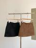 2025 Autumn/Winter Korean Retro Low-Rise Suede Plush Hip-Hugging Skirt for Women