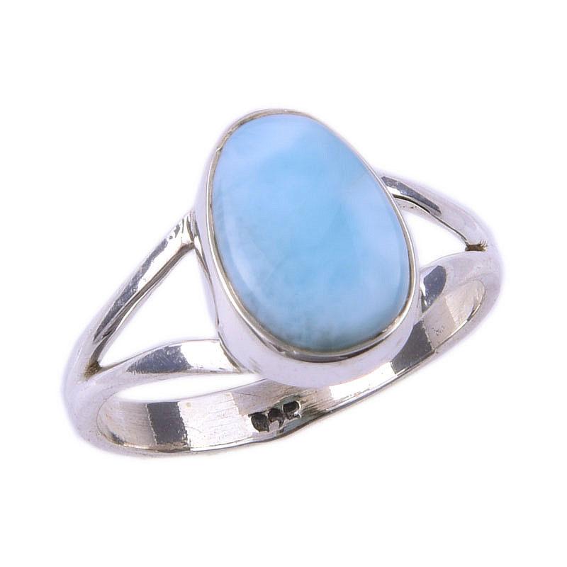 Natural Republic Larimar Gemstone 925 Solid Sterling Silver Gift Ring S.6 M5t41