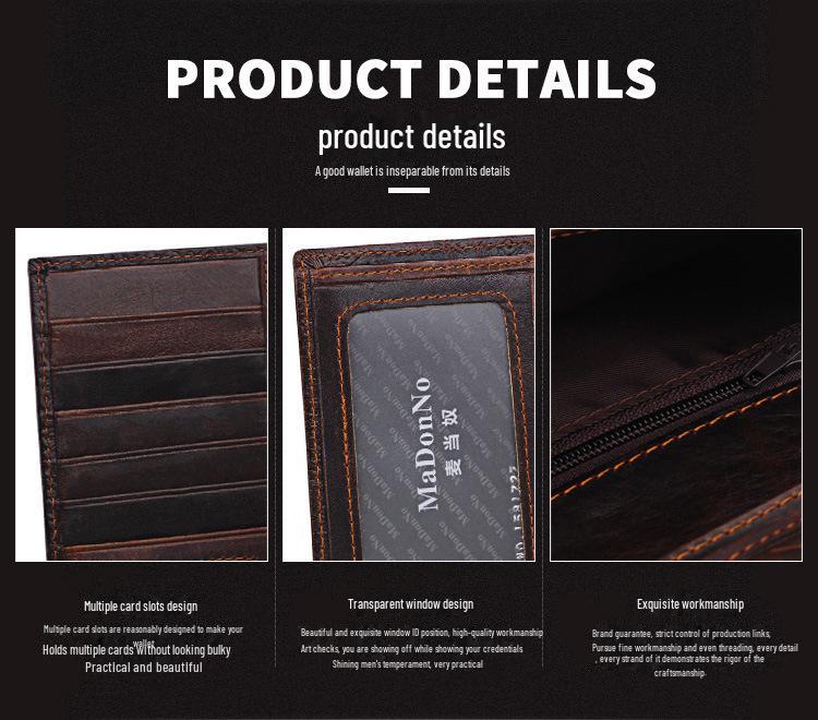 Men’s Retro Genuine Leather Wallet - Hand-Embossed Crocodile Pattern, Long, Large Capacity, Multi-Card Slots.