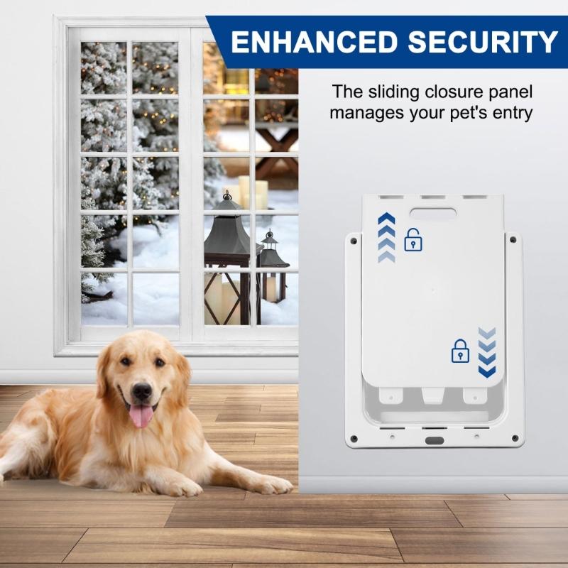 Removable Panel Lockable Dog Cats Door Security Flap Door Plastic Animal Small Pet Cat Dog Gate Door for Gate Window