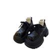 Retro British style big head small leather shoes women's 2025 spring new thick-soled versatile lace-up loafers heightening single shoes