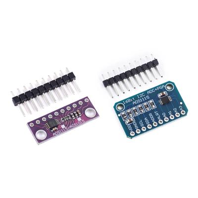I2C ADS1115 16 Bit ADC 4 Channel Module with Programmable Gain Amplifier RPi Blue / Purple Board
