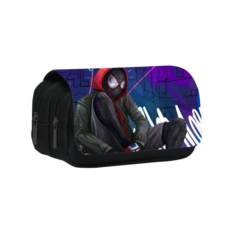 Spiderman Cartoon Style Nylon Pencil Organizer With Multiple Compartments For School Supplies