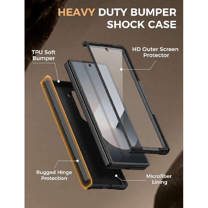 Vihibii for Samsung Galaxy Z Fold 6 Case Silicone with Ring Stand [Military Grade Drop Protection], Camera Cover & Screen Protector & Hinge