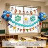 Children's Day Classroom Decorations: Blackboard, Flowers, Balloons, Flag Banners for Kindergarten Atmosphere and Photo Setup