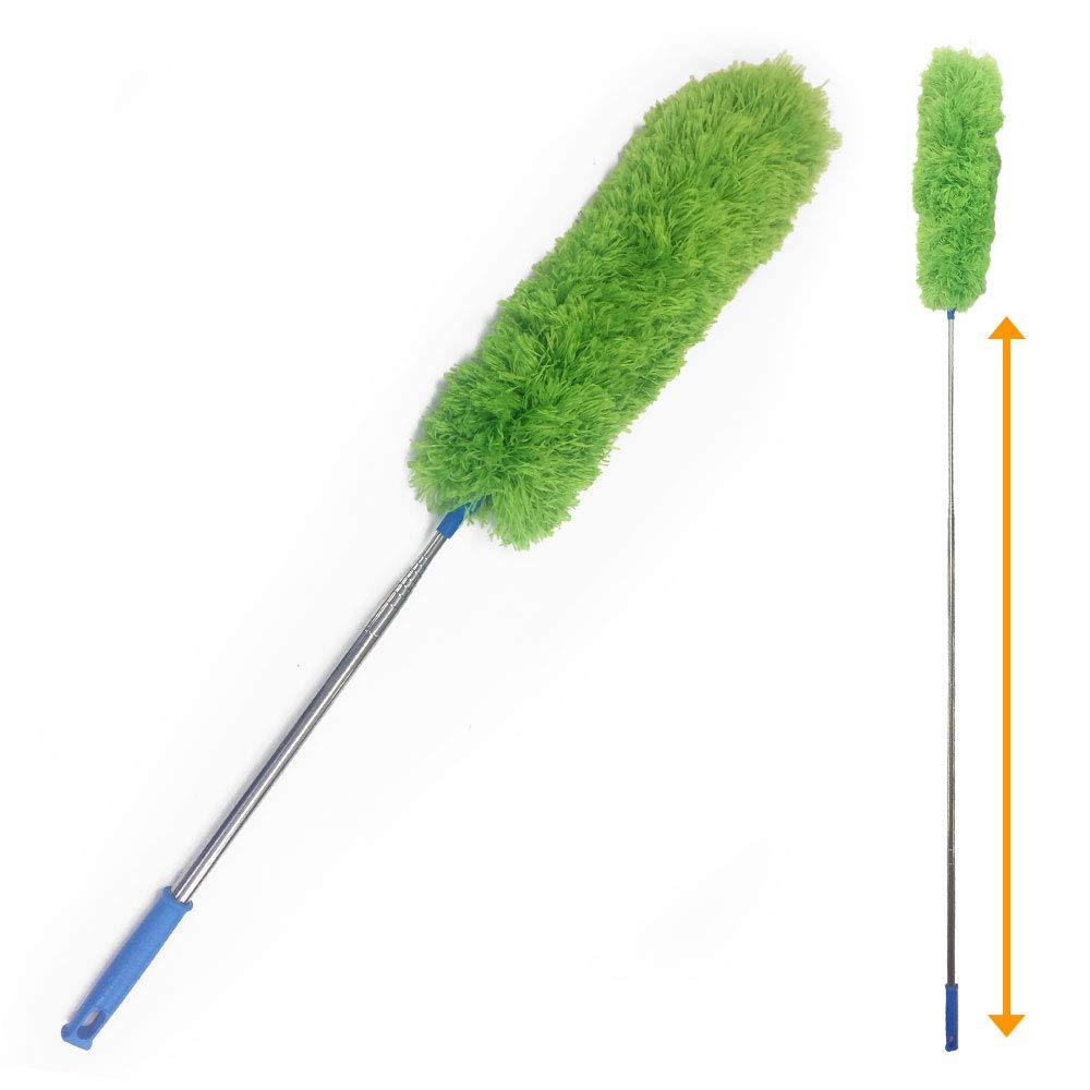 

Раздвижная швабра для уборки, Сгибаемая швабра, Уборка высоких мест, Ультрадлинная, Пыль, Регулируемая длина day-village [Максимум 285 см] Головка, Щетка, Микрофибра, зелёный