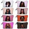 Women Black Girl Print Cosmetic Bag Toiletries Organize Travel Storage Case 6851