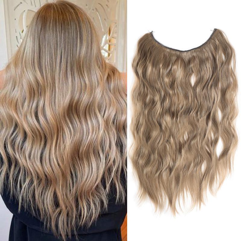 Water ripple fish thread extension wig fiber heat-resistant wig natural and comfortable suitable for daily wear by girls