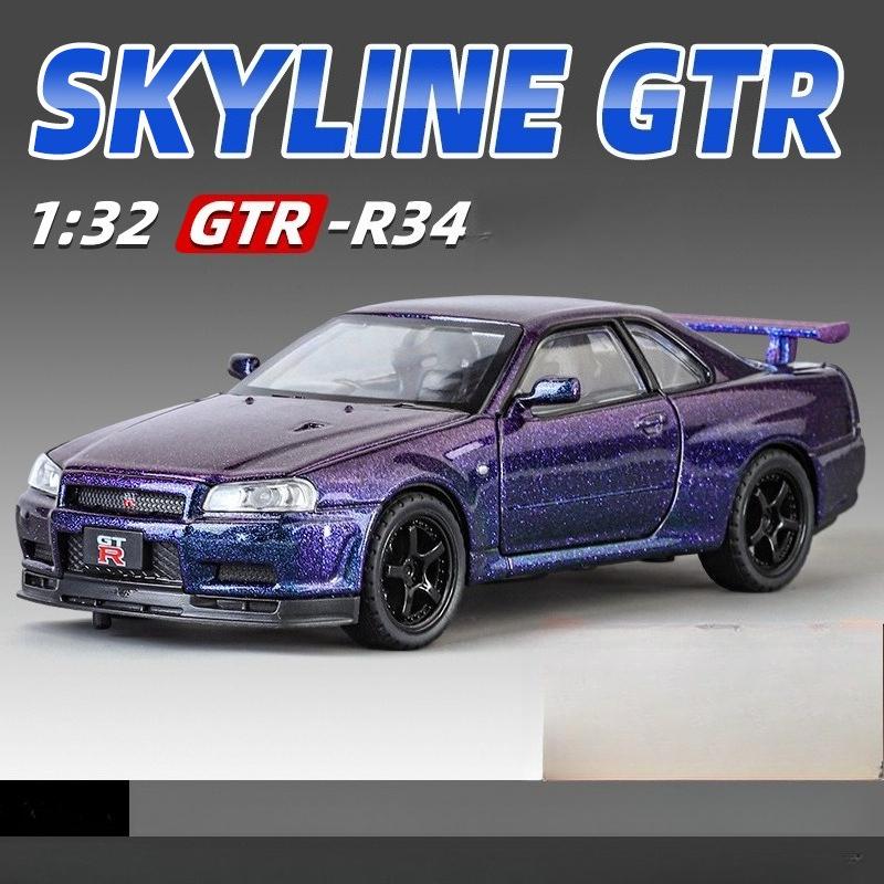 

1:32 Nissan GTR R34 Skyline Supercar Alloy Metal Diecast Car Model Indoor Desktop Collection Hobby Trendy Ornament Birthday Gift