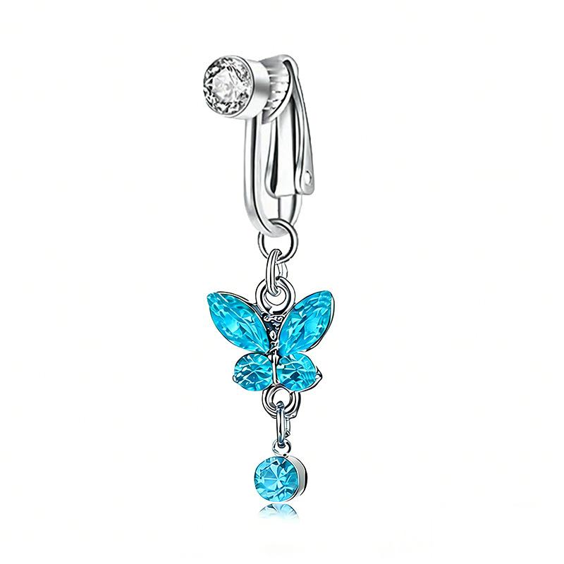Fashion Butterfly Pentagram Non Perforated Navel Clip On Umbilical Navel Fake Pircing Zircon Cartilage Clip On Body Jewelry