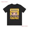 Anime Warning T Shirt Talking About Lover Short Vintage Washed Fashion Versatile Slightly Stylish Stretched Streetwear Graphic