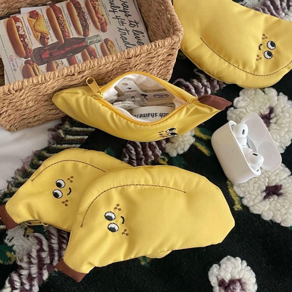 Mini Storage Bag Canvas Coin Purse Coin Bag Earphone Storage Bag Funny Banana Wallet  Children