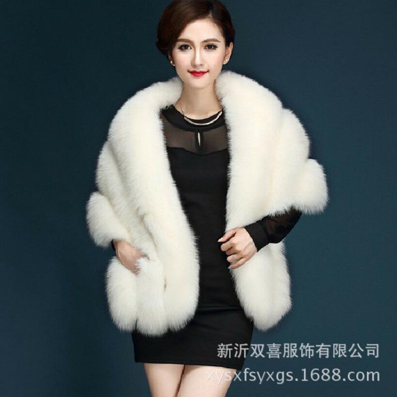 Haining fur autumn and winter new imitation fur shawl cape, women's warm imitation fox fur coat