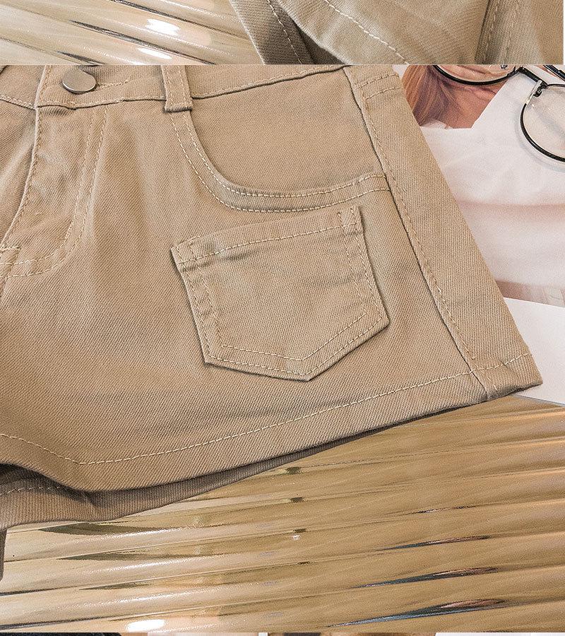 Hot Pants Neri in Denim a Vita Alta Stile Spicy da Ragazza - Pantaloncini Estivi Elasticizzati da Donna, Gamba Dritta, Design Versatile.