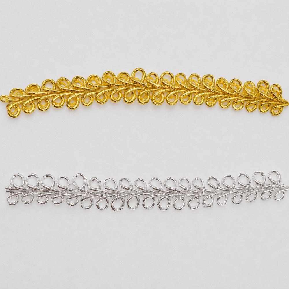 Gold Silver Tone Flat Weave Ribbon 42M Length 8mm Width Garment Accessory Lace Dance Dress Trim