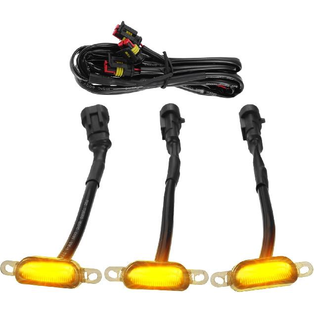 

Grill LED Light Front Grille Lights for Ford F150 F250 F350 2004-2019 Amber Light Black (Set of 3)