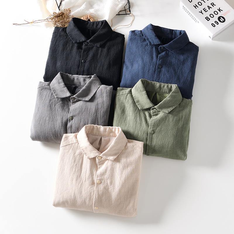 Herbst- und Winterwarmer Herrenmantel Täglich Lässige Fleecejacken für Herren Umlegekragen Baumwolle Leinen Knopf Verdicken Lockerer Mantel