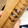 Dark Punk Personality Bow Love Zircon Stacked Open Ring Niche Genderless Style High Sense Ring
