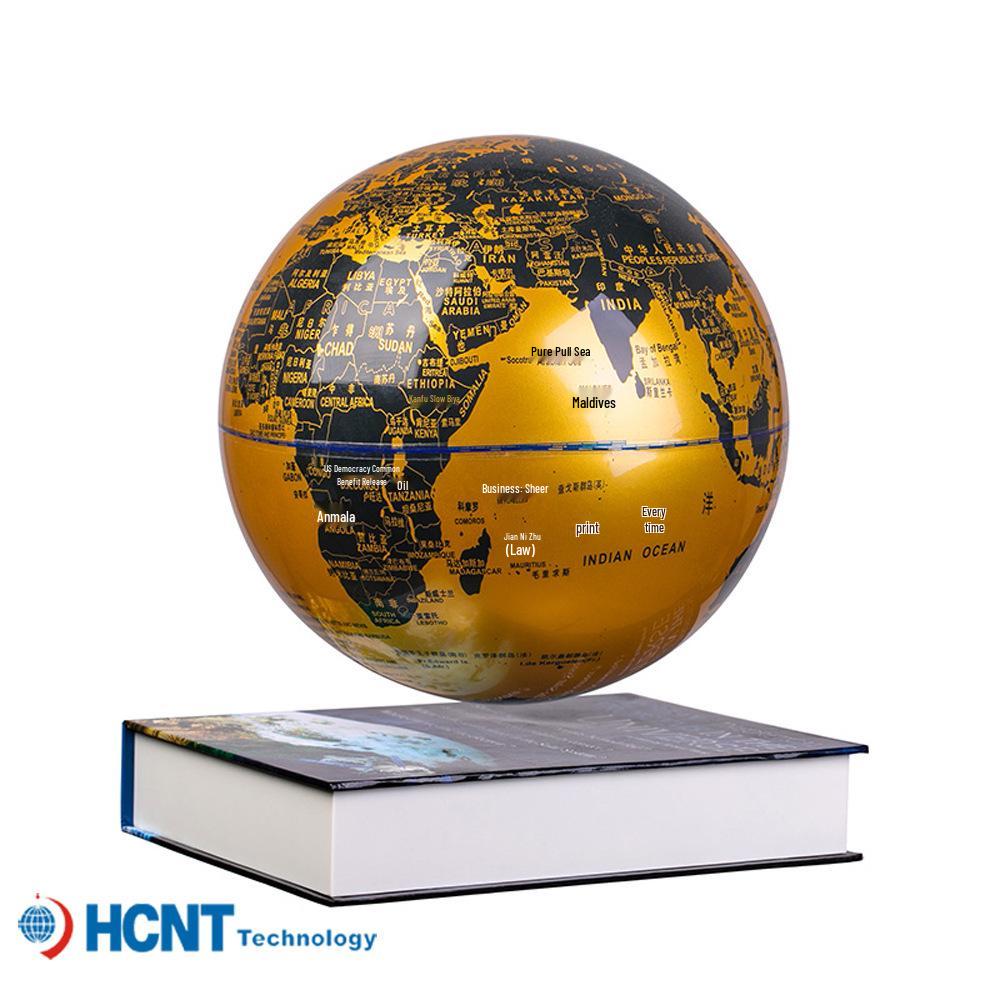 HD 8-Inch Magnetic Levitation Globe Ornament - Gold