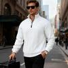 Men's Knitted Pullover Sweater Half Zip Stand Collar Cable Knit Pattern Long Sleeve Casual Winter Warm Sweatshirt
