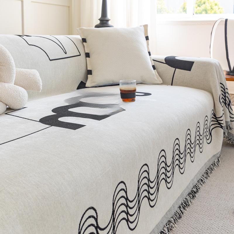 Nordic Oversized Sofa Cover Cloth Anti-Scratching Full Cover Sofa Cover Four Seasons Universal High Sense Chenille Sofa Cover