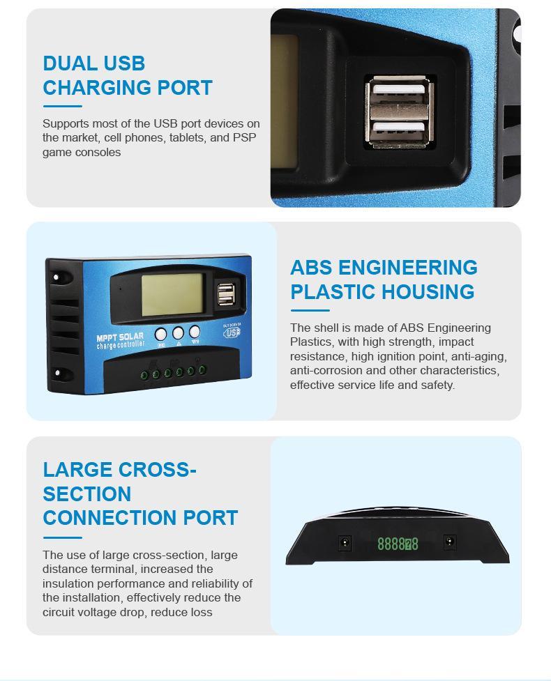 Cross-border Solar Controller: 12/24V Auto Identification MPPT for Photovoltaic Power Charging