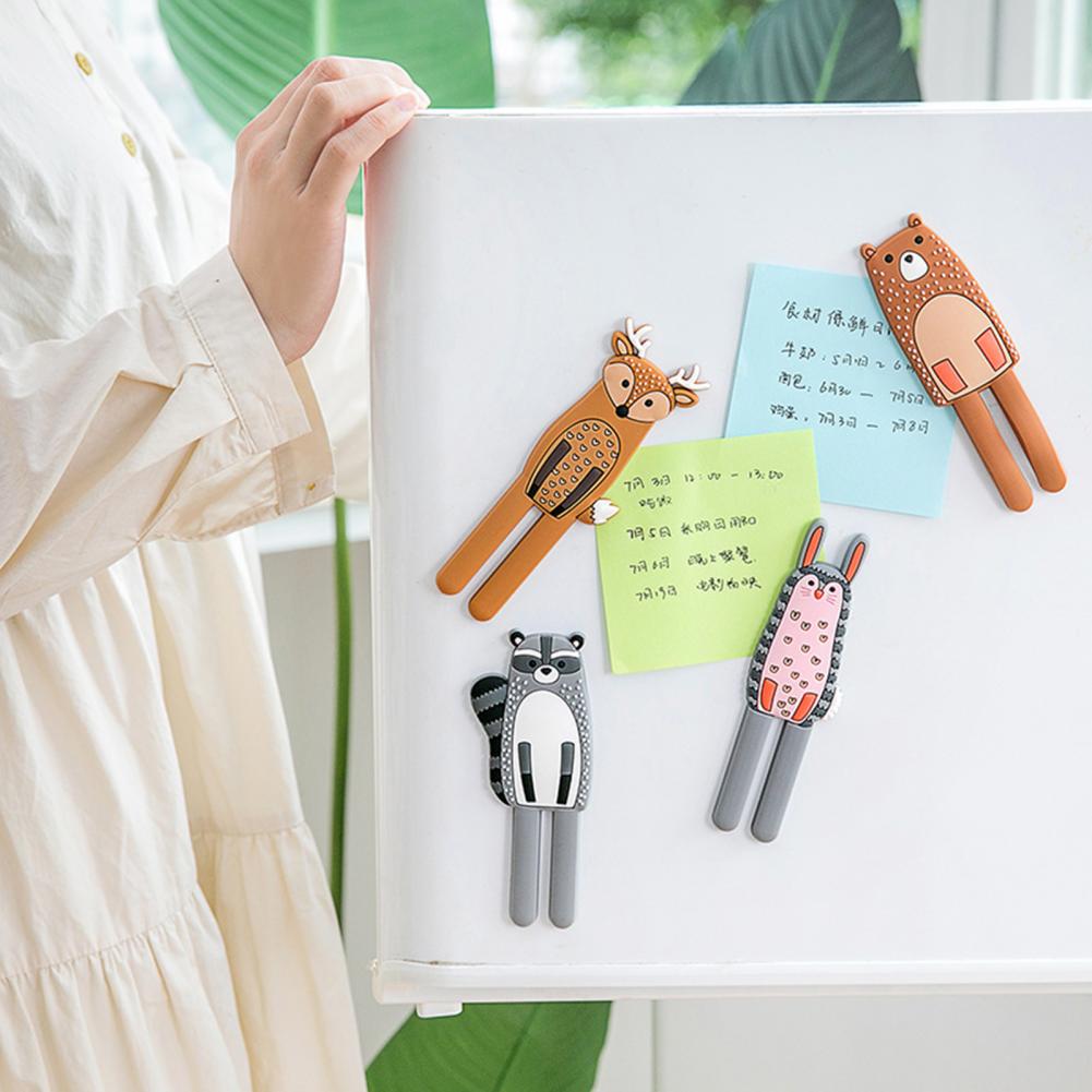 Refrigerator Magnet Cute Animal Shape Silicone Magnetic Hook Decorative Fridge Sticker Hanger Hook For Home
