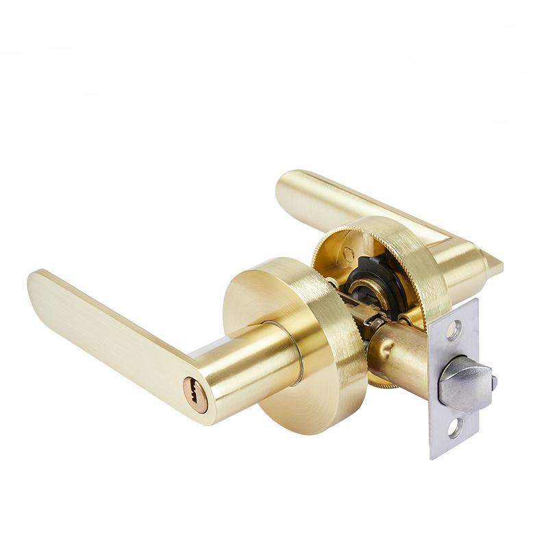 Black Door Handle Door Handle Lock Square Channel Privacy Mask Interior Bedroom Room Bathroom Three-Bar Spherical Lock Home Lock