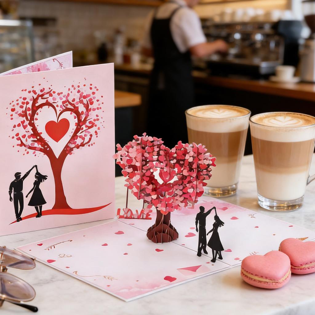 3D , Upp Årsdagskort , Kärlekspar Hjärtdesign För Bröllop, Årsdag &