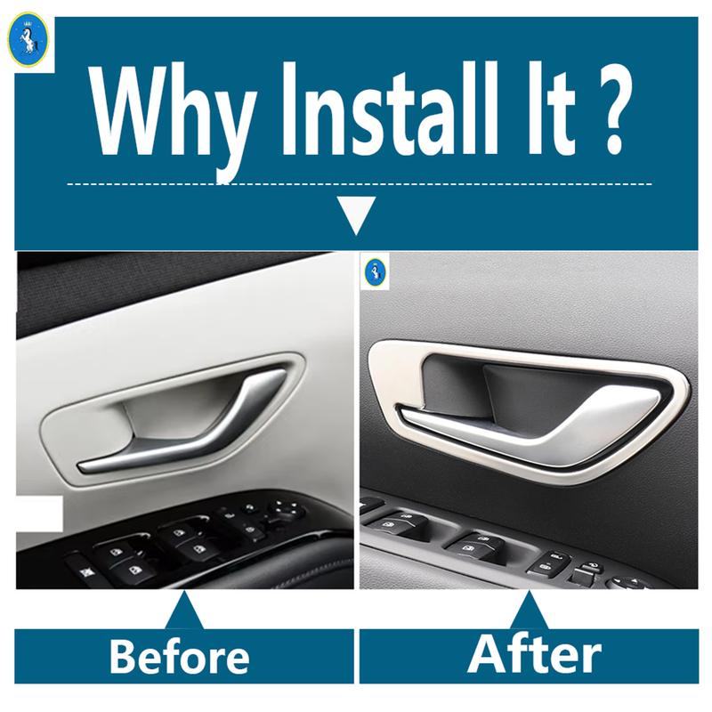 Stříbrný kryt schránky na rukavice s flitry / Kryt spínače světlometů / Kryt vnitřního madla dveří Příslušenství pro Hyundai Tucson NX4 -