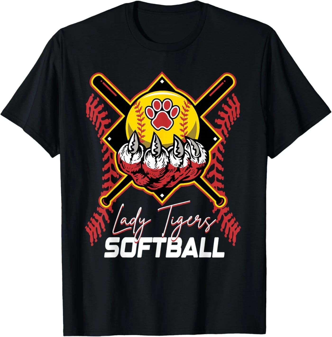 Red Lady Tigers Softball Team Mom Mascot School Sports Unisex T-Shirt 2XL