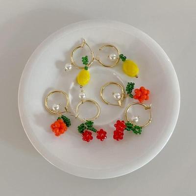 Rirule Beads Fashion Fruit Ring Earrings Retro Women